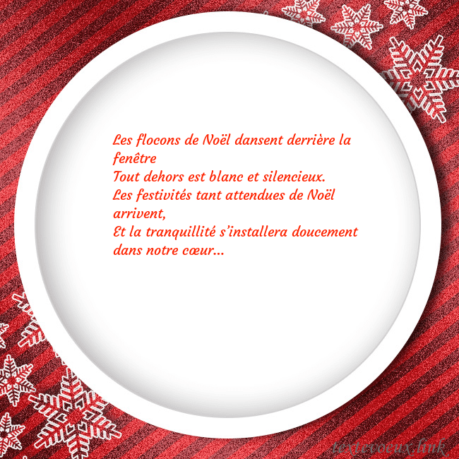 Carte de vœux avec un cadre rouge Les flocons de Noël dansent derrière la fenêtre
To Carte de vœux avec un cadre rouge