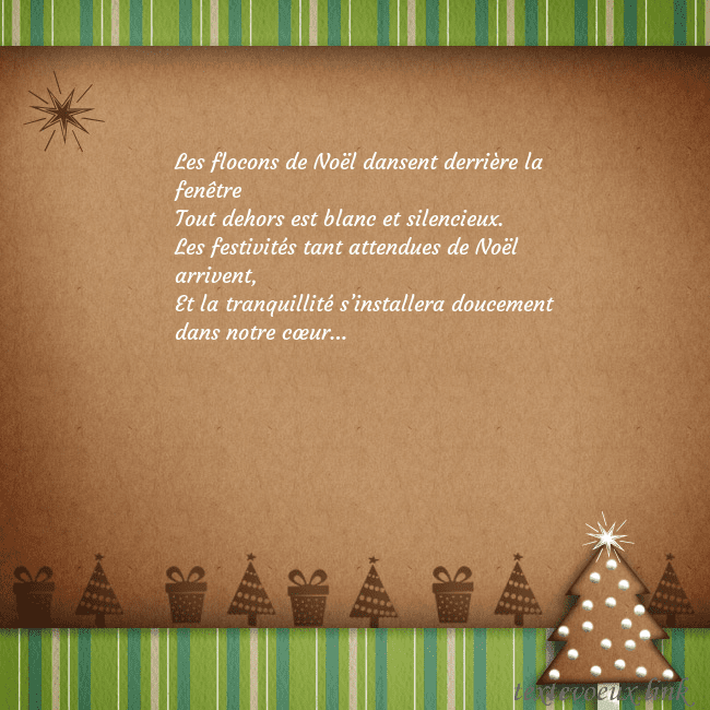 Carte de vœux avec un arbre en pain d'épice Les flocons de Noël dansent derrière la fenêtre
To Carte de vœux avec un arbre en pain d'épice