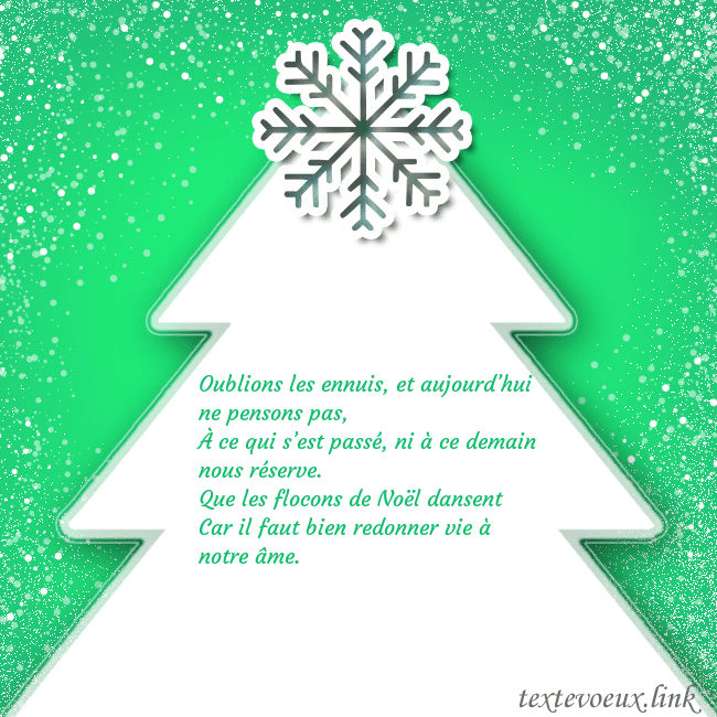 Carte postale avec un grand sapin de Noël blanc sur fond vert Oublions les ennuis, et aujourd’hui ne pensons pas Carte postale avec un grand sapin de Noël blanc sur fond vert