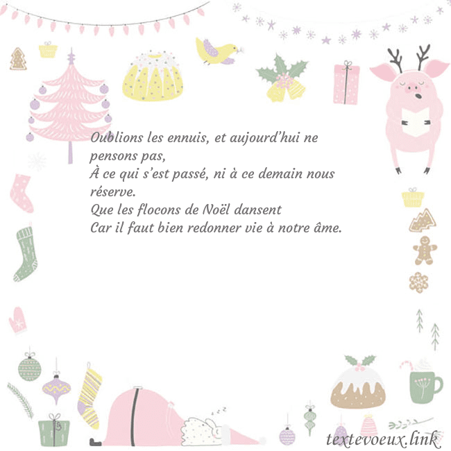 Carte postale du nouvel an avec un cochon Oublions les ennuis, et aujourd’hui ne pensons pas Carte postale du nouvel an avec un cochon