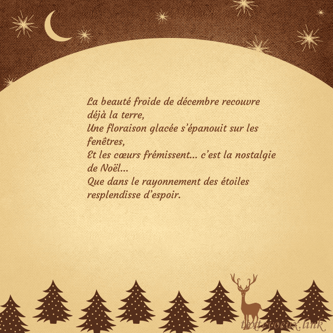 Carte postale marron avec étoiles et lune La beauté froide de décembre recouvre déjà la terr Carte postale marron avec étoiles et lune