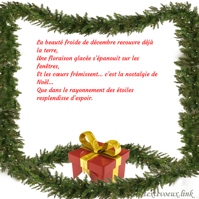 Carte postale avec des branches d'épinette et un cadeau La beauté froide de décembre recouvre déjà la terr Carte postale avec des branches d'épinette et un cadeau