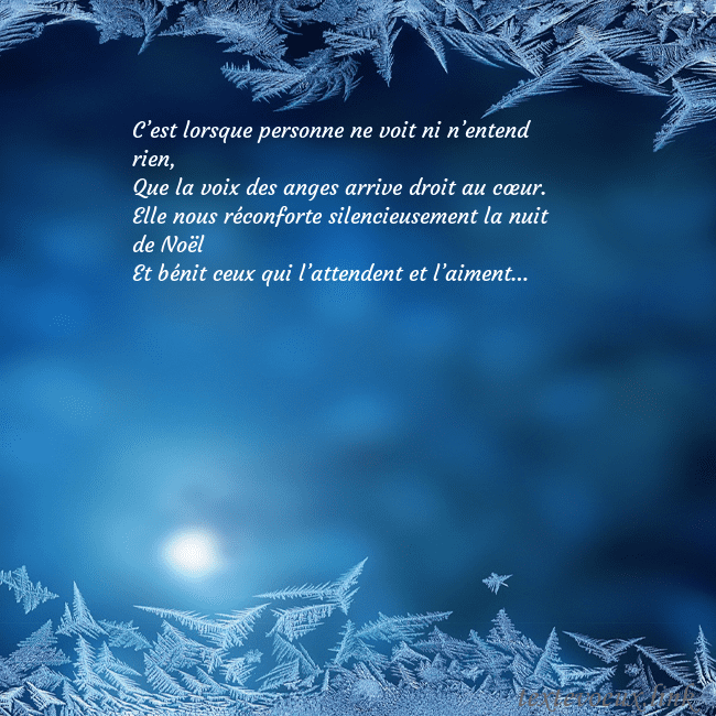 Carte de vœux avec du givre C’est lorsque personne ne voit ni n’entend rien,
Q Carte de vœux avec du givre