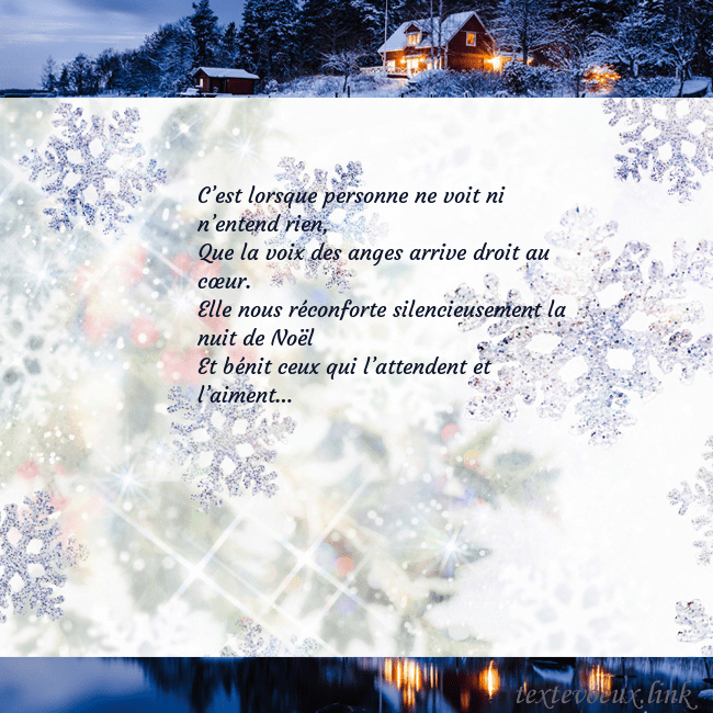 Carte postale avec village et flocons de neige C’est lorsque personne ne voit ni n’entend rien,
Q Carte postale avec village et flocons de neige