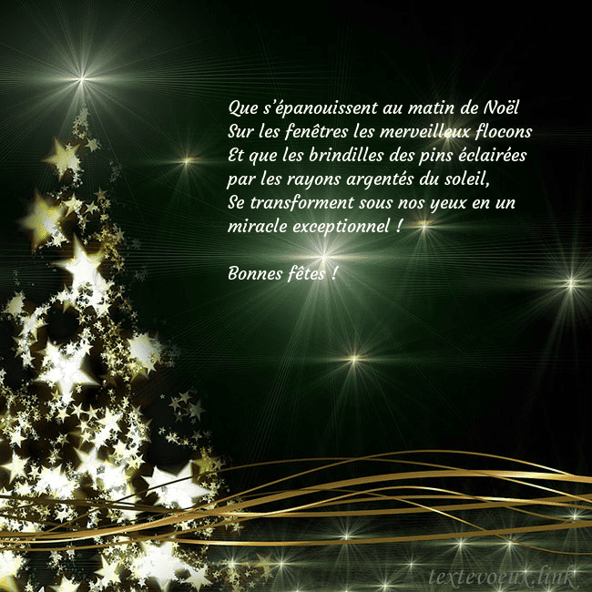Une carte de Noël verte avec un sapin de Noël scintillant d'or
Que s’épanouissent au matin de Noël
Sur les fenêt Une carte de Noël verte avec un sapin de Noël scintillant d'or