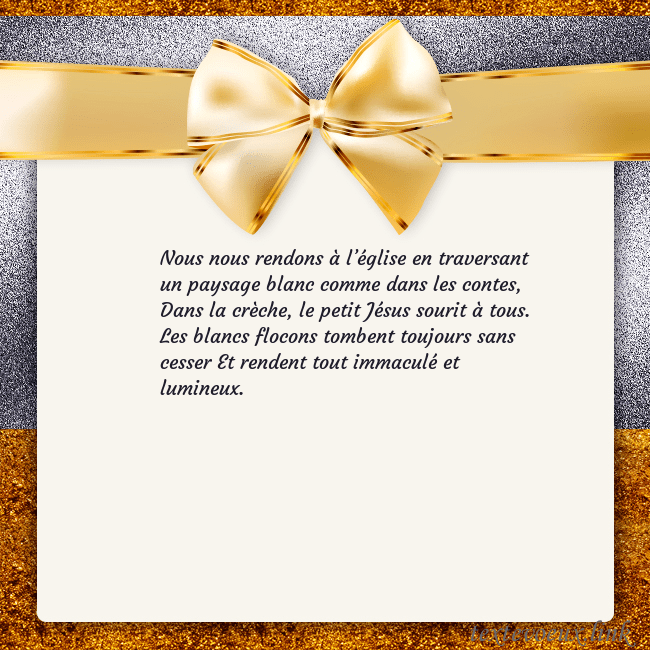 Cartes de vœux avec un grand ruban d'or Nous nous rendons à l’église en traversant un pays Cartes de vœux avec un grand ruban d'or