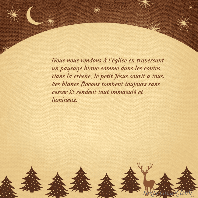 Carte postale marron avec étoiles et lune Nous nous rendons à l’église en traversant un pays Carte postale marron avec étoiles et lune