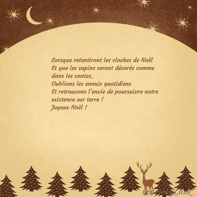 Carte postale marron avec étoiles et lune Lorsque retentiront les cloches de Noël
Et que les Carte postale marron avec étoiles et lune