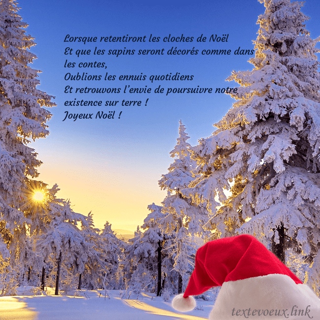 Carte de vœux avec une forêt enneigée Lorsque retentiront les cloches de Noël
Et que les Carte de vœux avec une forêt enneigée