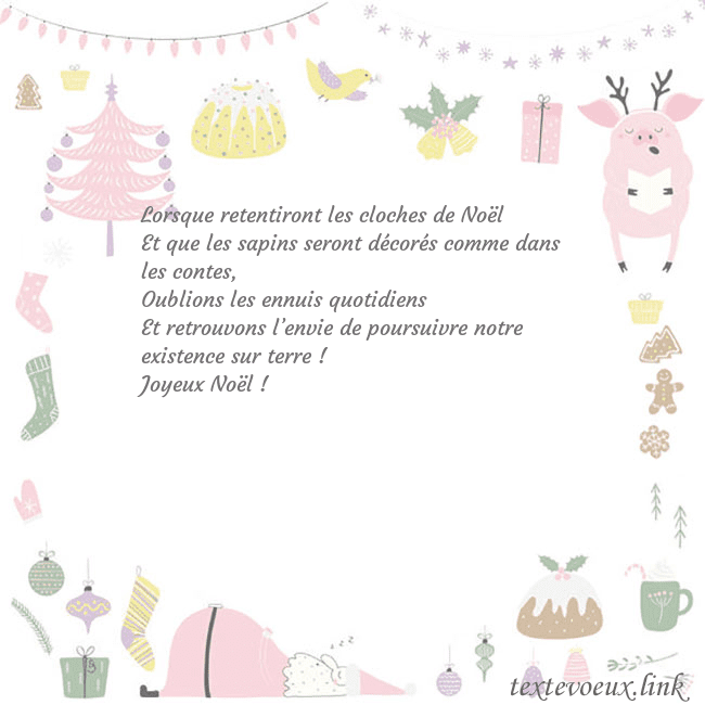 Carte postale du nouvel an avec un cochon Lorsque retentiront les cloches de Noël
Et que les Carte postale du nouvel an avec un cochon