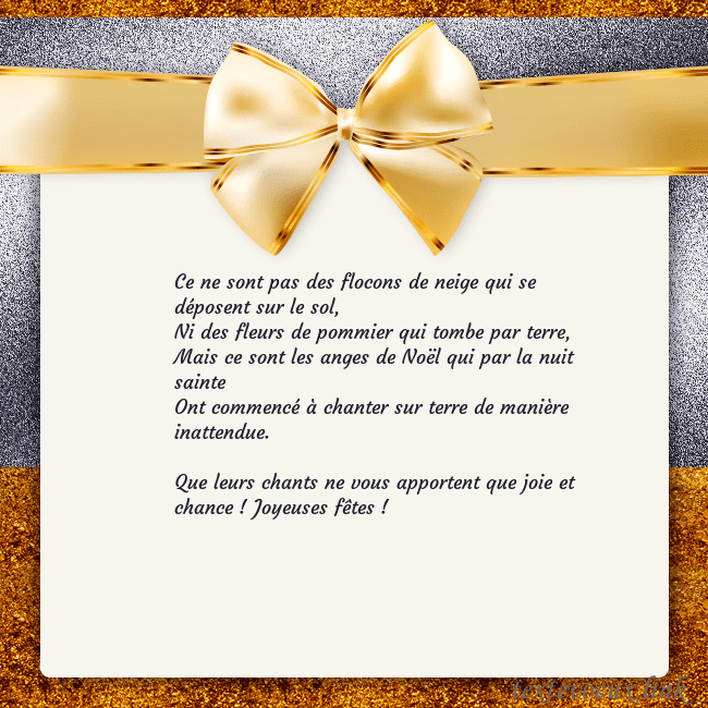 Cartes de vœux avec un grand ruban d'or Ce ne sont pas des flocons de neige qui se déposen Cartes de vœux avec un grand ruban d'or