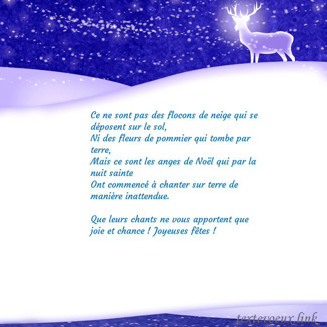 Carte de vœux avec de la neige et un cerf brillant Ce ne sont pas des flocons de neige qui se déposen Carte de vœux avec de la neige et un cerf brillant