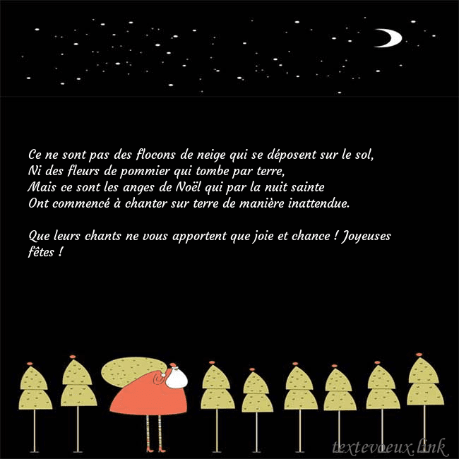 Carte de vœux avec le père Noël et les arbres de Noël Ce ne sont pas des flocons de neige qui se déposen Carte de vœux avec le père Noël et les arbres de Noël