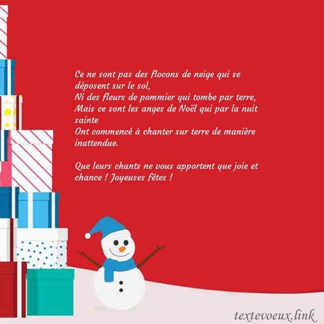 Carte de vœux avec bonhomme de neige et cadeaux Ce ne sont pas des flocons de neige qui se déposen Carte de vœux avec bonhomme de neige et cadeaux