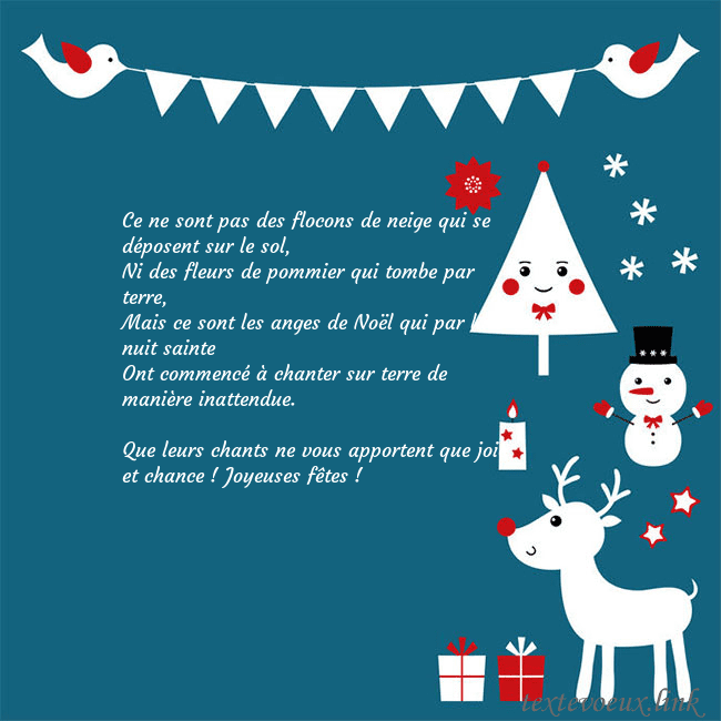 Carte postale du nouvel an avec élan, bonhomme de neige et arbre de Noël Ce ne sont pas des flocons de neige qui se déposen Carte postale du nouvel an avec élan, bonhomme de neige et arbre de Noël