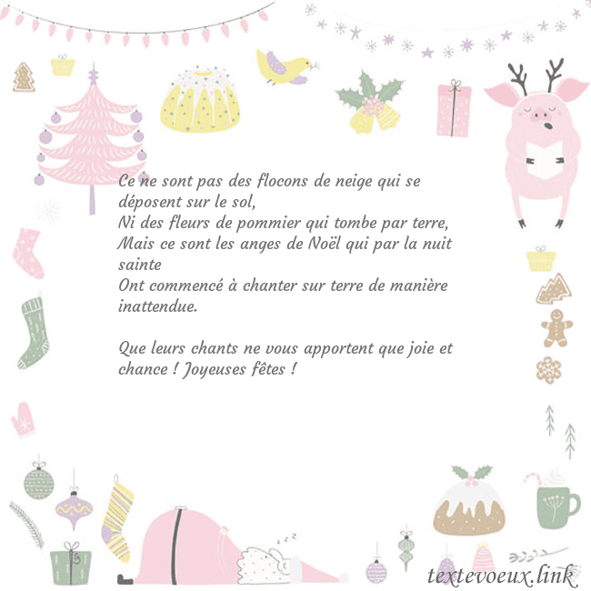 Carte postale du nouvel an avec un cochon Ce ne sont pas des flocons de neige qui se déposen Carte postale du nouvel an avec un cochon