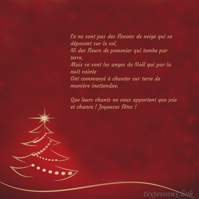 Carte de Noël rouge avec sapin de Noël doré Ce ne sont pas des flocons de neige qui se déposen Carte de Noël rouge avec sapin de Noël doré