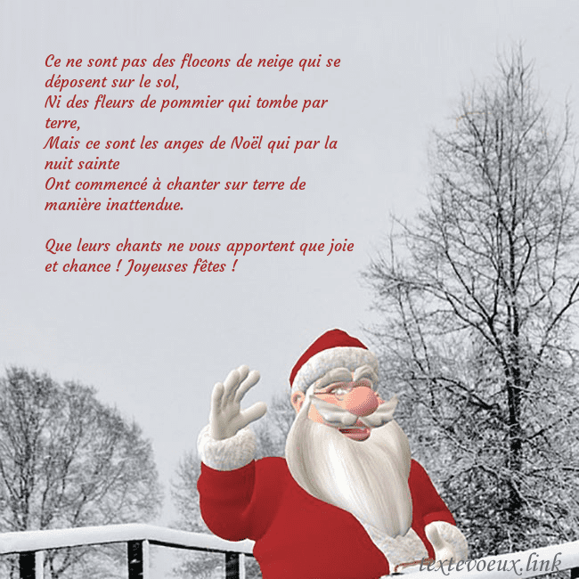 Carte postale avec le Père Noël et les arbres enneigés Ce ne sont pas des flocons de neige qui se déposen Carte postale avec le Père Noël et les arbres enneigés