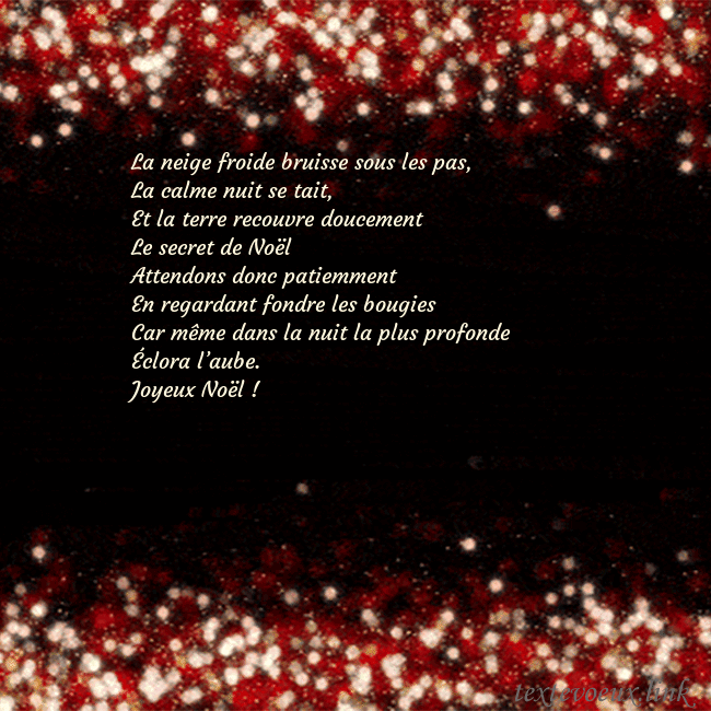 Carte postale animée clignotante noir et rouge La neige froide bruisse sous les pas,
La calme nui Carte postale animée clignotante noir et rouge