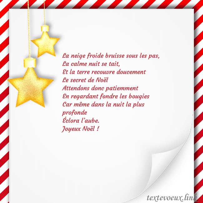 Carte de Noël avec des étoiles d'or La neige froide bruisse sous les pas,
La calme nui Carte de Noël avec des étoiles d'or