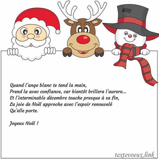 Carte de vœux avec le père Noël, le cerf et le bonhomme de neige Quand l’ange blanc te tend la main,
Prend la avec Carte de vœux avec le père Noël, le cerf et le bonhomme de neige