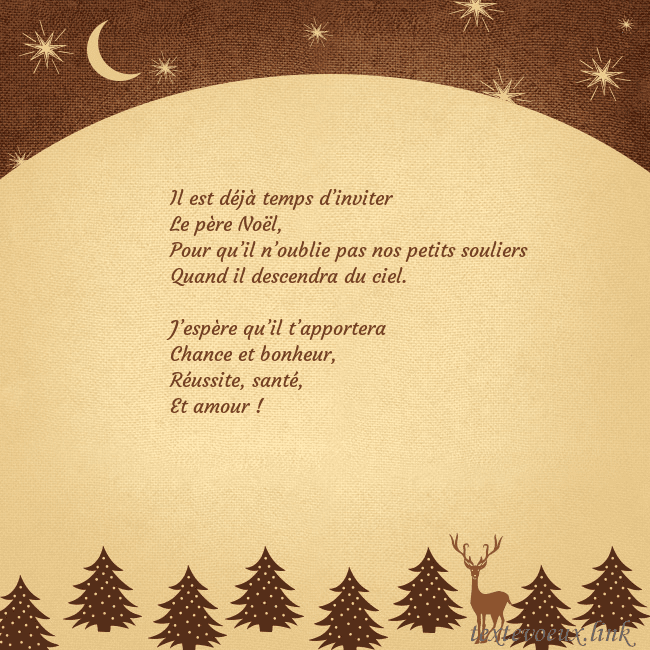 Carte postale marron avec étoiles et lune Il est déjà temps d’inviter
Le père Noël,
Pour qu Carte postale marron avec étoiles et lune
