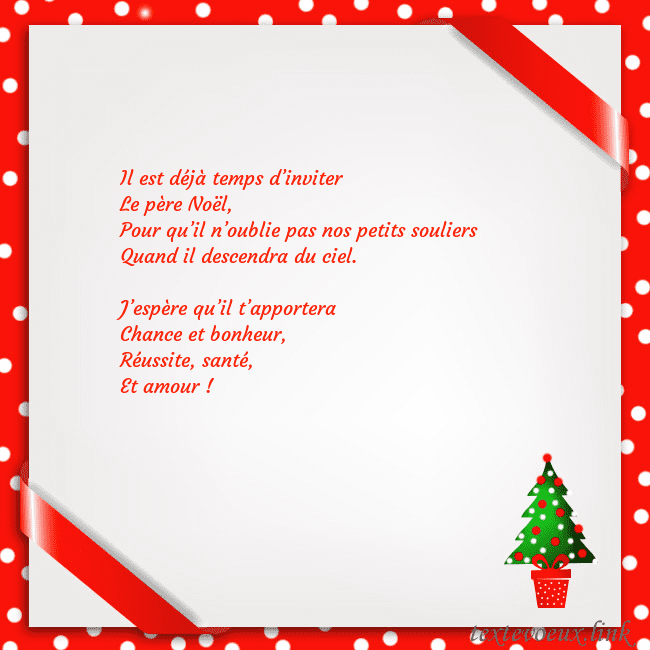 Carte postale avec arbre de Noël dans un pot Il est déjà temps d’inviter
Le père Noël,
Pour qu Carte postale avec arbre de Noël dans un pot