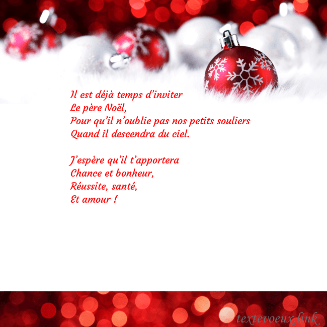 Carte de vœux avec des jouets de Noël rouges Il est déjà temps d’inviter
Le père Noël,
Pour qu Carte de vœux avec des jouets de Noël rouges