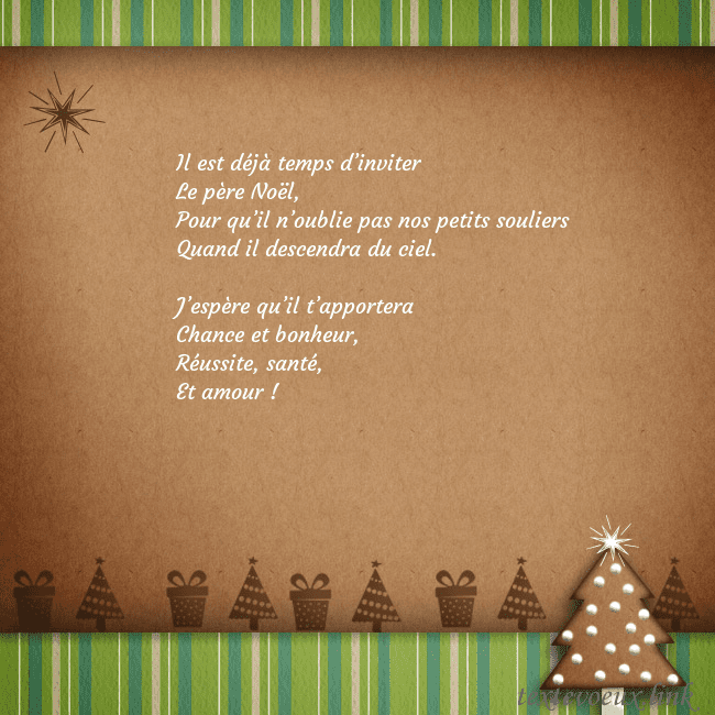 Carte de vœux avec un arbre en pain d'épice Il est déjà temps d’inviter
Le père Noël,
Pour qu Carte de vœux avec un arbre en pain d'épice