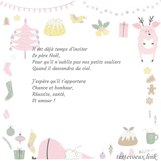 Carte postale du nouvel an avec un cochon Il est déjà temps d’inviter
Le père Noël,
Pour qu Carte postale du nouvel an avec un cochon