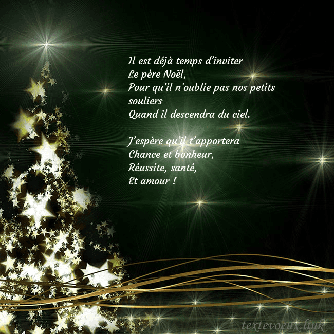 Une carte de Noël verte avec un sapin de Noël scintillant d'or Il est déjà temps d’inviter
Le père Noël,
Pour qu Une carte de Noël verte avec un sapin de Noël scintillant d'or