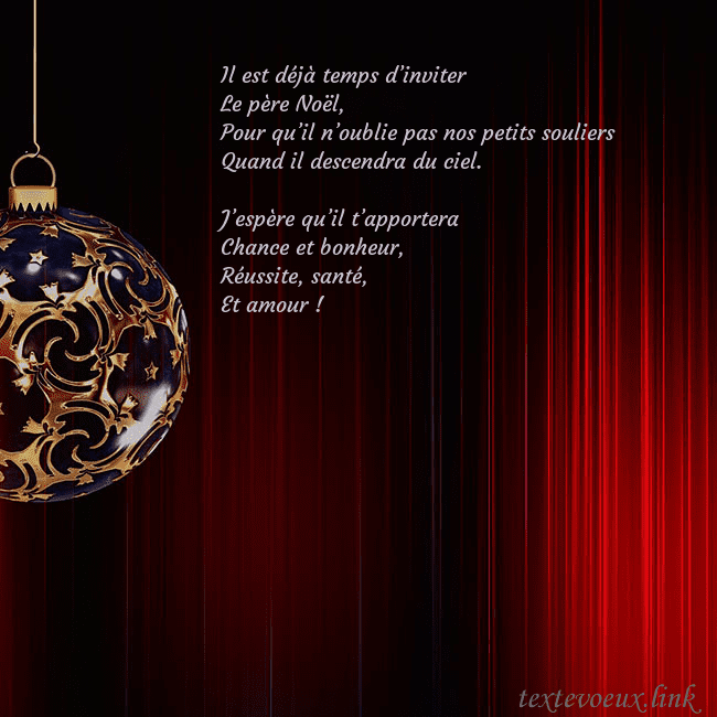 Carte de Noël rouge avec un luxueux jouet d'arbre de Noël Il est déjà temps d’inviter
Le père Noël,
Pour qu Carte de Noël rouge avec un luxueux jouet d'arbre de Noël