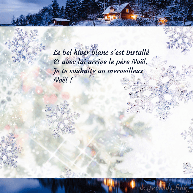 Carte postale avec village et flocons de neige Le bel hiver blanc s’est installé
Et avec lui arri Carte postale avec village et flocons de neige
