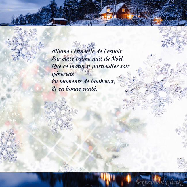 Carte postale avec village et flocons de neige Allume l’étincelle de l’espoir
Par cette calme nui Carte postale avec village et flocons de neige