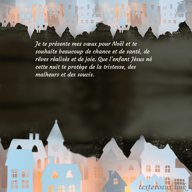 Carte postale du Nouvel An avec une ville rayonnante Je te présente mes vœux pour Noël et te souhaite b Carte postale du Nouvel An avec une ville rayonnante