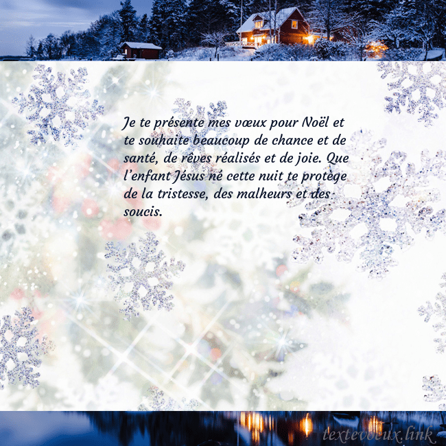 Carte postale avec village et flocons de neige Je te présente mes vœux pour Noël et te souhaite b Carte postale avec village et flocons de neige
