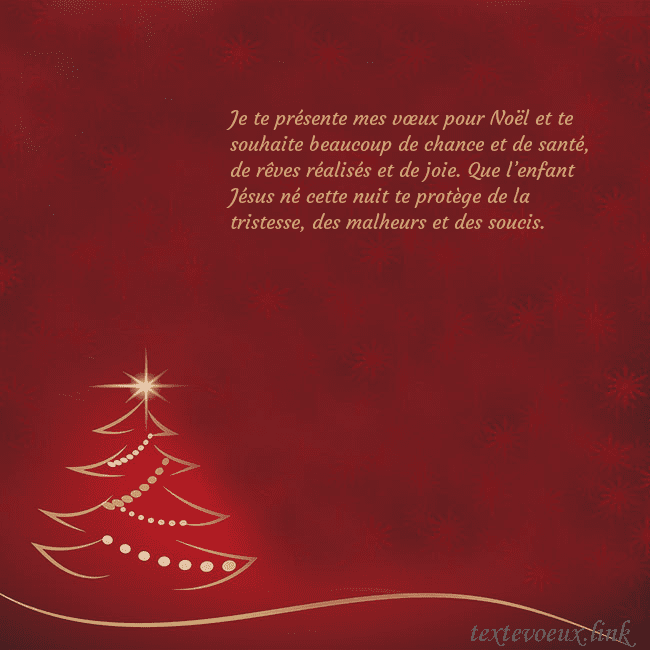 Carte de Noël rouge avec sapin de Noël doré Je te présente mes vœux pour Noël et te souhaite b Carte de Noël rouge avec sapin de Noël doré