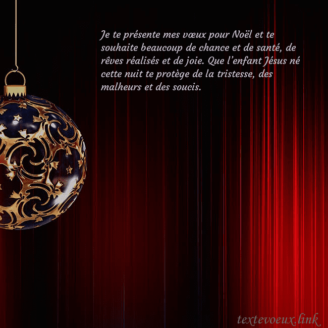 Carte de Noël rouge avec un luxueux jouet d'arbre de Noël Je te présente mes vœux pour Noël et te souhaite b Carte de Noël rouge avec un luxueux jouet d'arbre de Noël