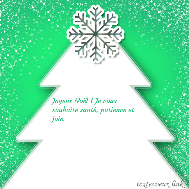 Carte postale avec un grand sapin de Noël blanc sur fond vert