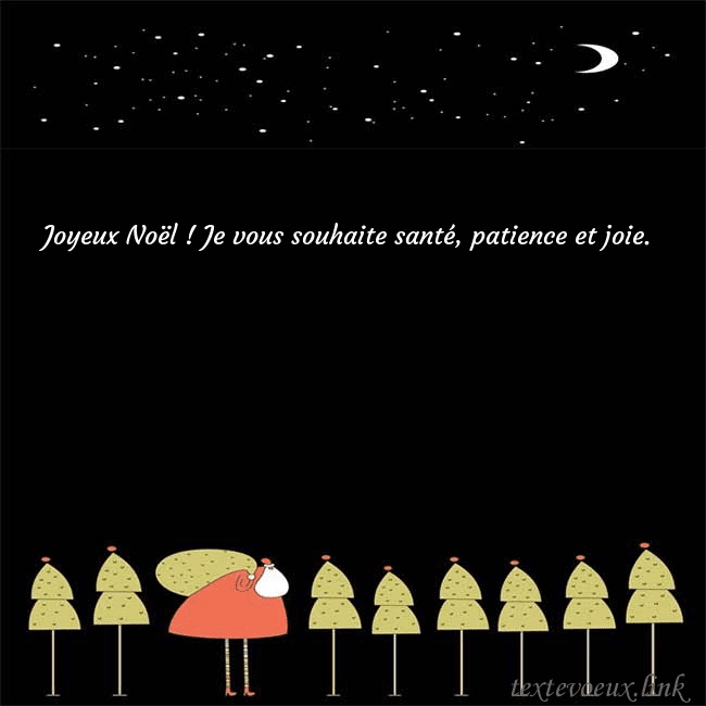 Carte de vœux avec le père Noël et les arbres de Noël