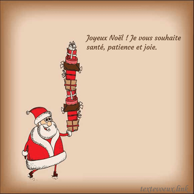 Carte de vœux avec le Père Noël et les cadeaux