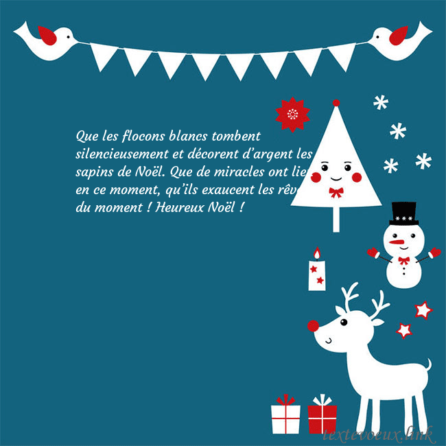 Carte postale du nouvel an avec élan, bonhomme de neige et arbre de Noël