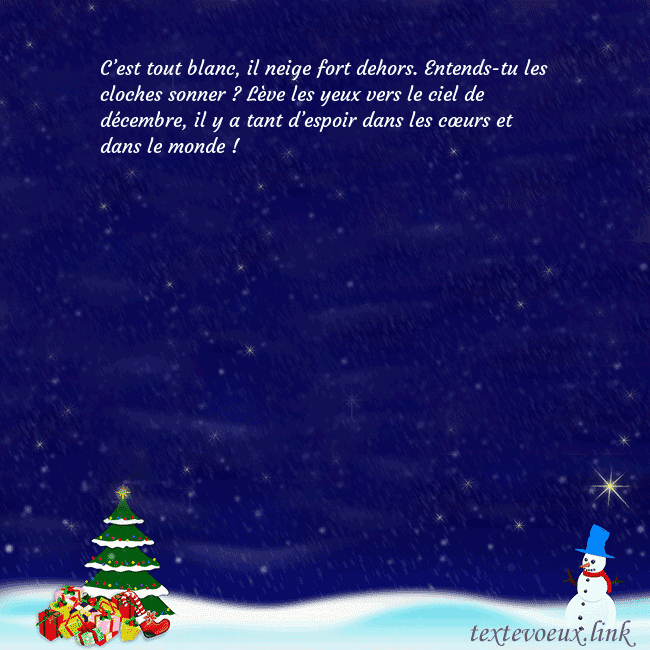 Carte postale avec le Père Noël, l'arbre de Noël et les cadeaux