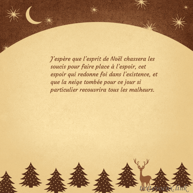 Carte postale marron avec étoiles et lune J’espère que l’esprit de Noël chassera les soucis Carte postale marron avec étoiles et lune