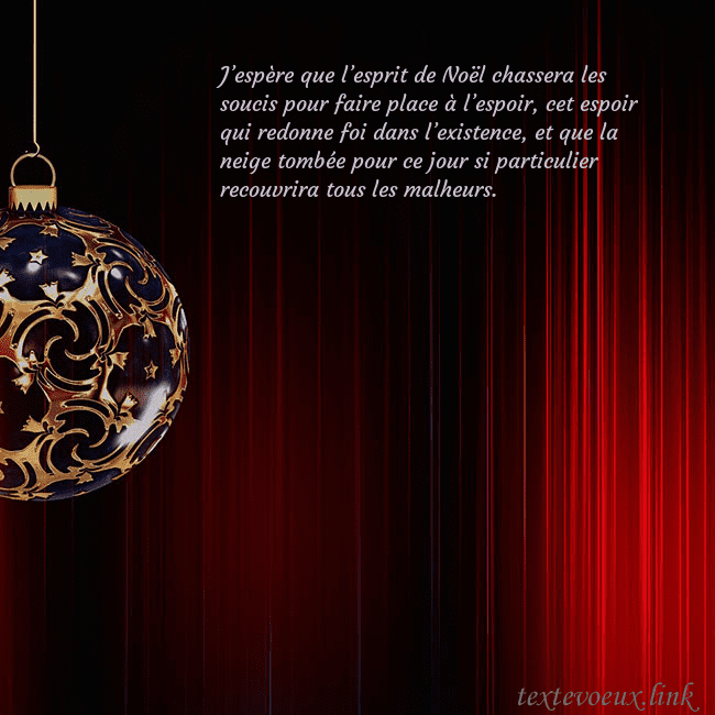 Carte de Noël rouge avec un luxueux jouet d'arbre de Noël J’espère que l’esprit de Noël chassera les soucis Carte de Noël rouge avec un luxueux jouet d'arbre de Noël