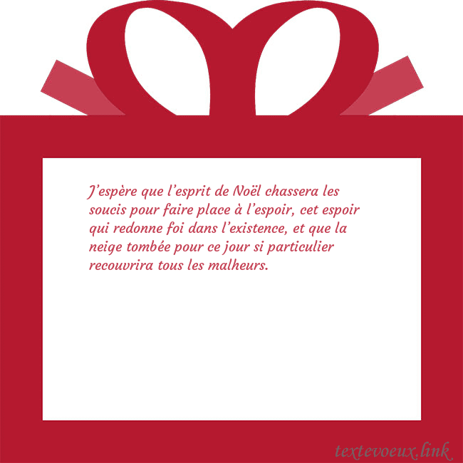 Carte du Nouvel An - un cadeau rouge J’espère que l’esprit de Noël chassera les soucis Carte du Nouvel An - un cadeau rouge