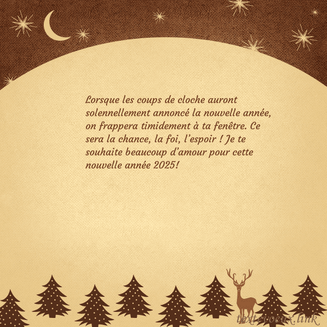Carte postale marron avec étoiles et lune Lorsque les coups de cloche auront solennellement Carte postale marron avec étoiles et lune