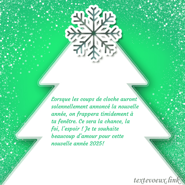 Carte postale avec un grand sapin de Noël blanc sur fond vert Lorsque les coups de cloche auront solennellement Carte postale avec un grand sapin de Noël blanc sur fond vert