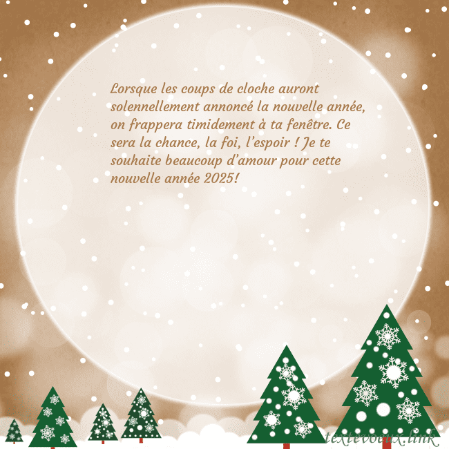 Carte de Noël avec une grande lune Lorsque les coups de cloche auront solennellement Carte de Noël avec une grande lune