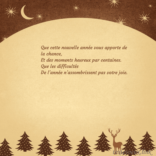 Carte postale marron avec étoiles et lune Que cette nouvelle année vous apporte de la chance Carte postale marron avec étoiles et lune